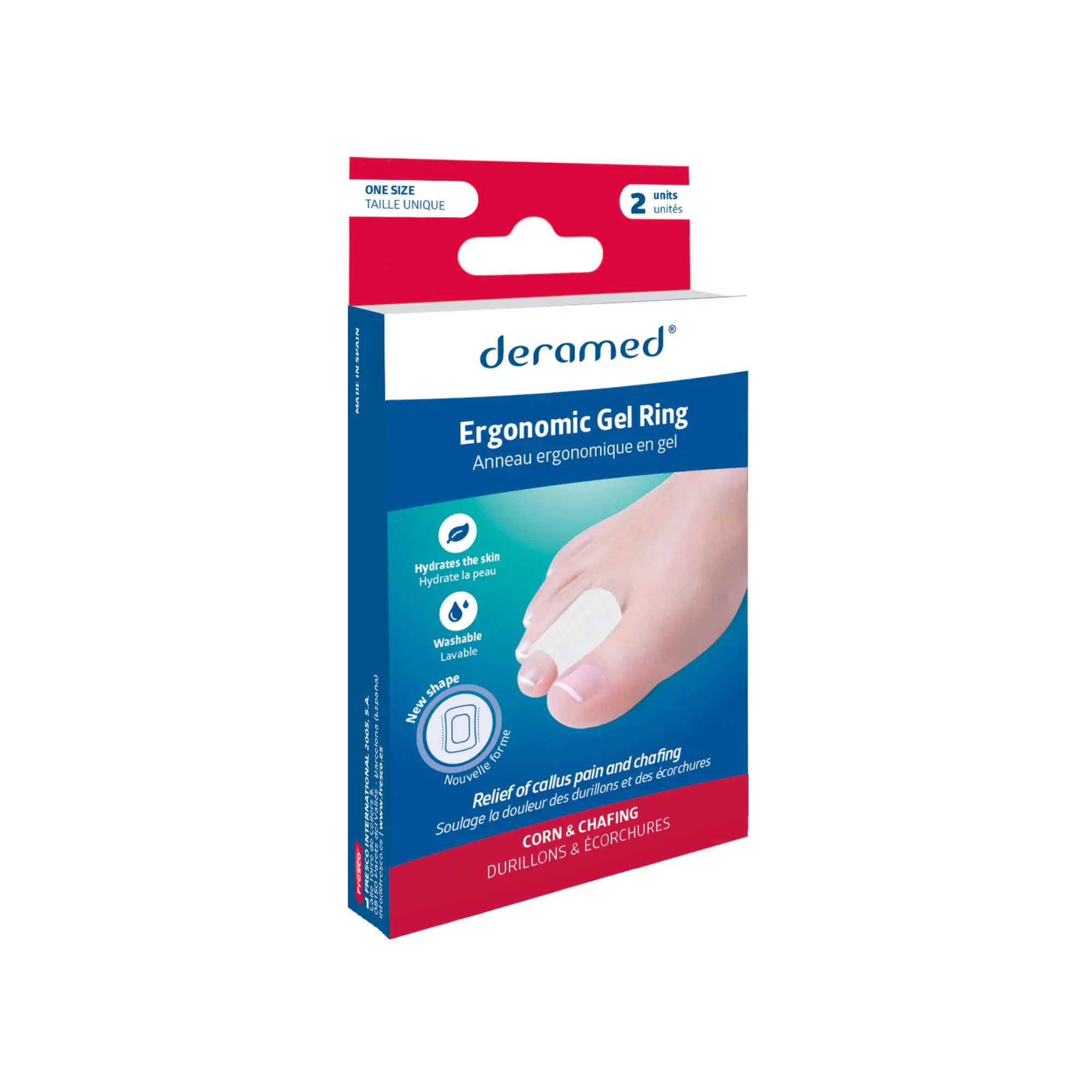 2 ergonomische Gel-Zehenschutzringe – Einheitsgröße – Deramed® Fresco Podologia 