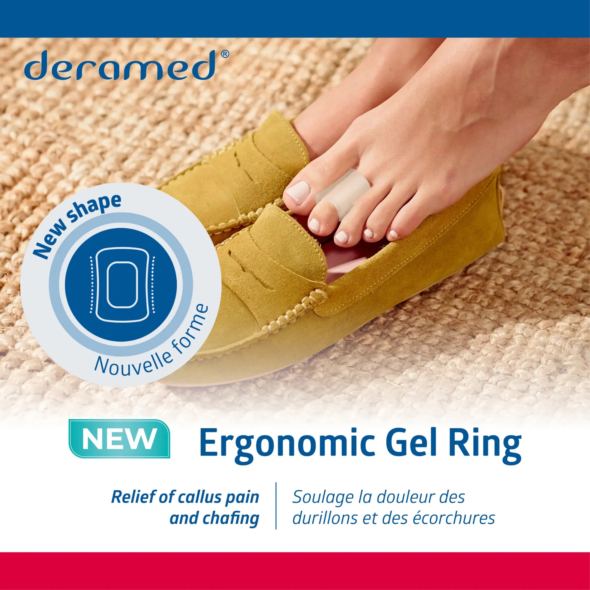 2 ergonomische Gel-Zehenschutzringe – Einheitsgröße – Deramed® Fresco Podologia 