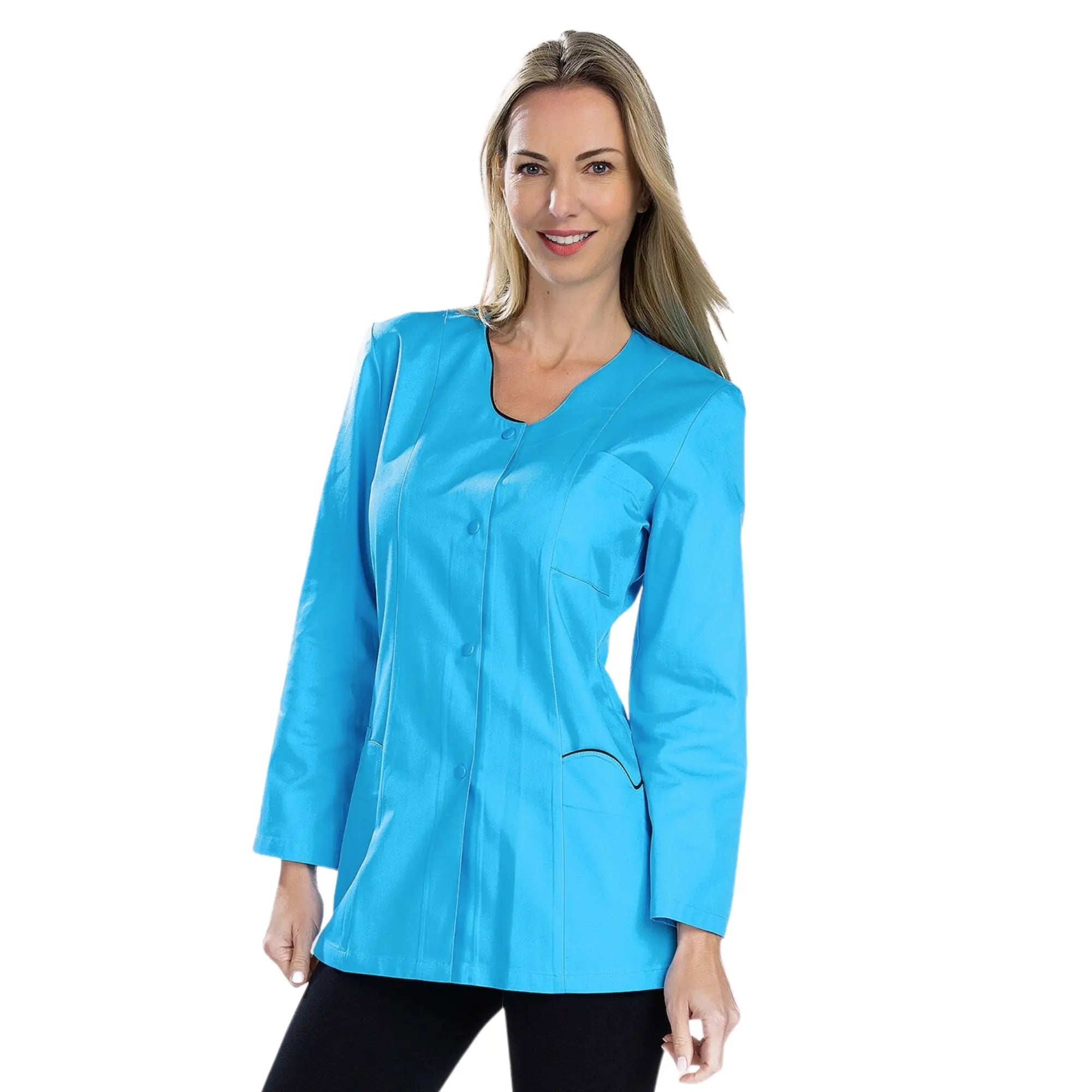 Anaïs - Tunika - Lange Ärmel - Damen - 75cm Meine Bluse  Sergé-Atoll-Schwarz-T6-XXXL