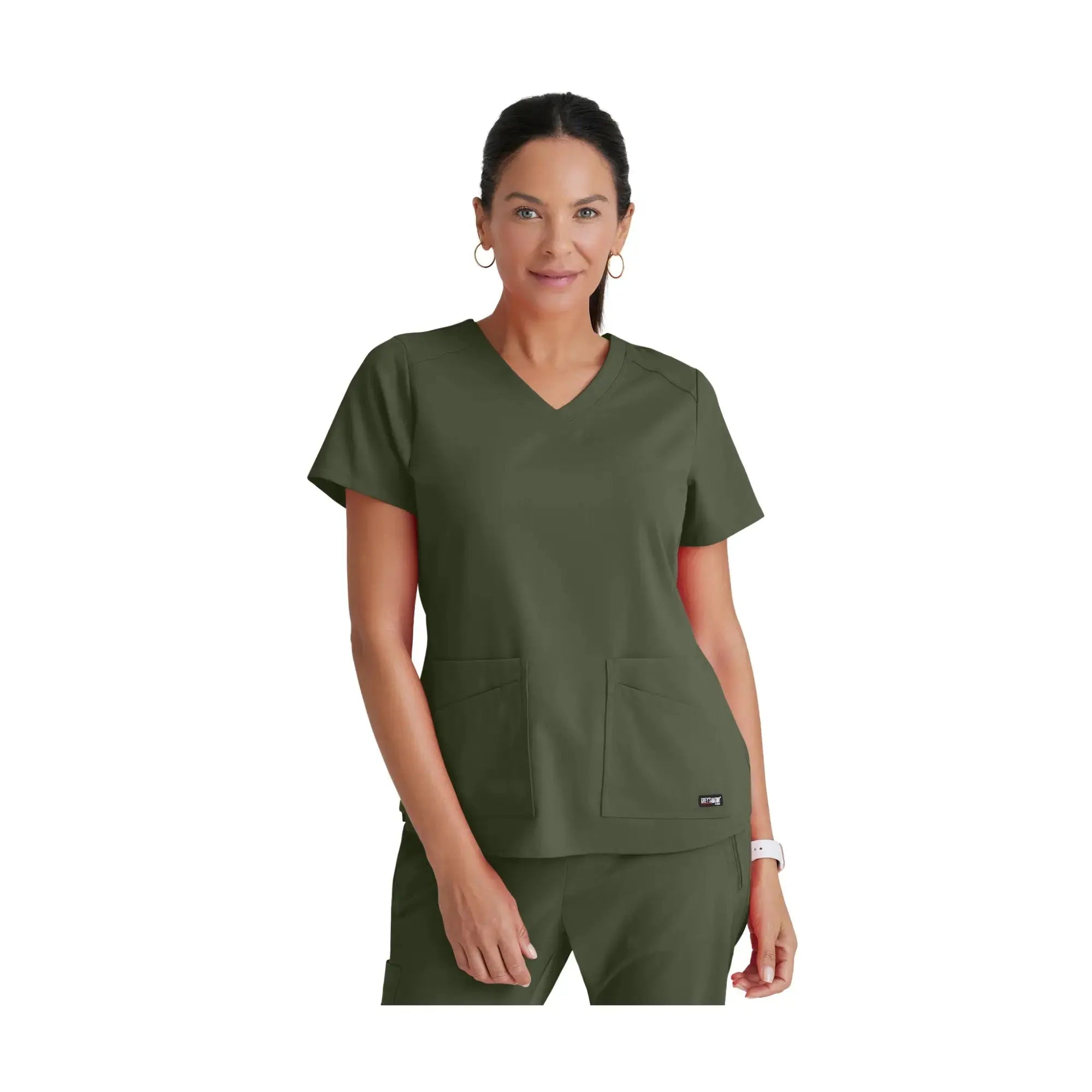 Aura – Tunika mit V-Ausschnitt – Damen – Grey’s Anatomy Stretch Grey’s Anatomy – Olivgrün / XL