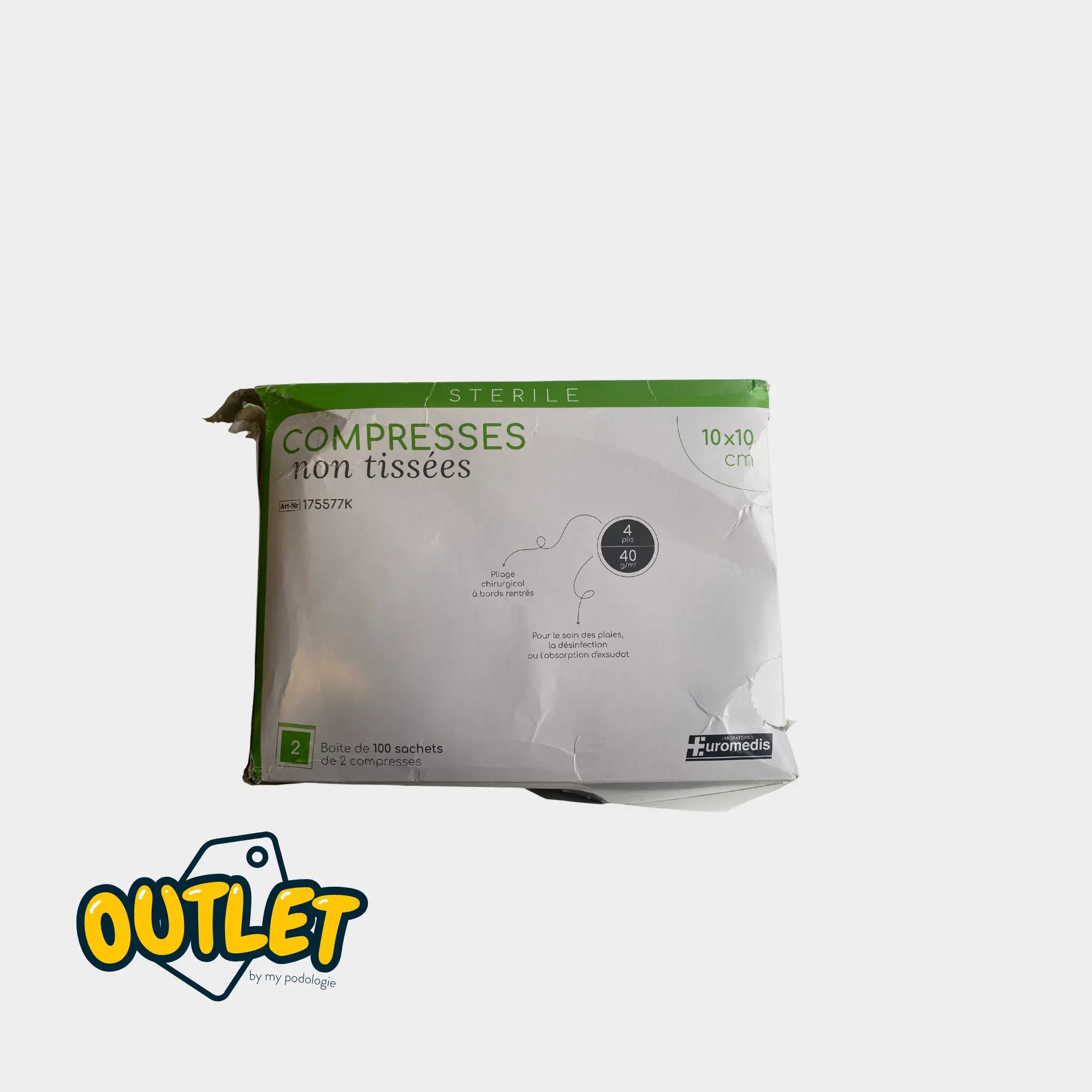 Compresse Non-tissée Stérile - 40g/m2 - Pochette de 2 compresses - Euromédis // Défaut Euromédis 