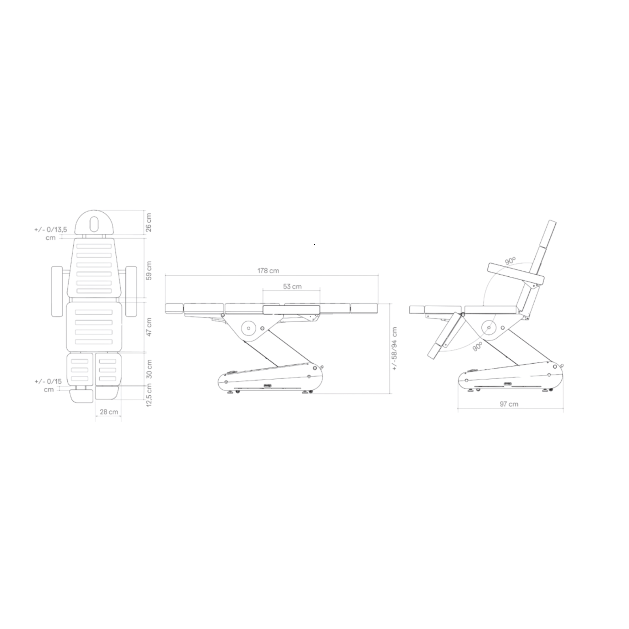 Fauteuil de pédicurie Électrique - 3 moteurs - 2 coloris - Swop P3 Pro - Naggura Naggura 
