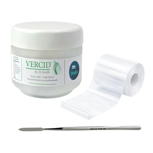 Vercid-Set von Doctor Jouille – 50-g-Becher + Zementspatel + Rolle transparenter Klebeverband Vercid von Dr. Jouille 