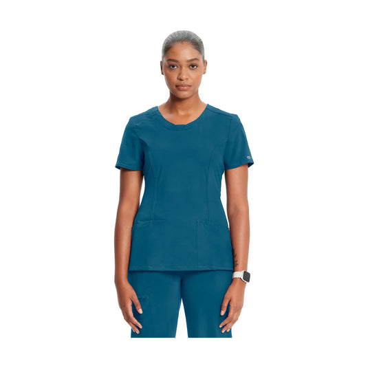 Lyon - Crew Neck Tunic - Women - Cherokee Cherokee Medical Uniforms  Blue-Caribbean-3XL