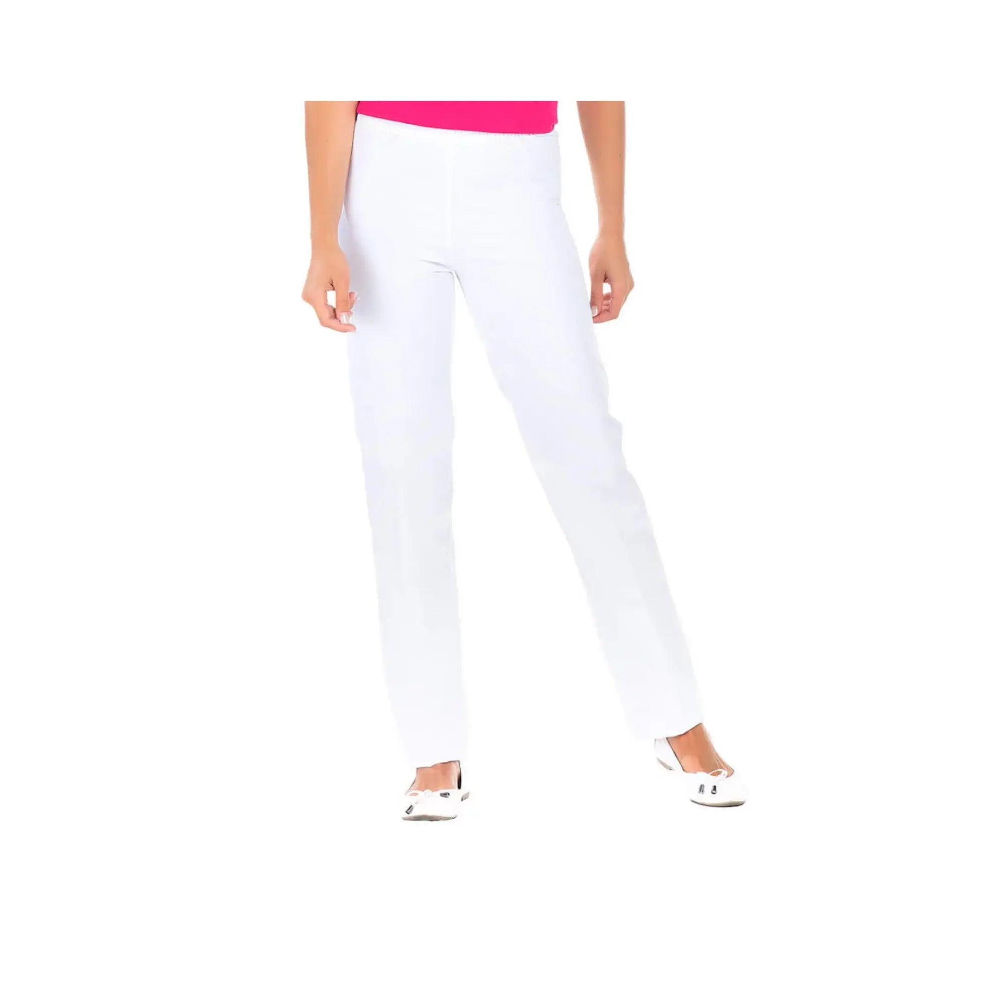 Manu - Pantalon Piqué Blanc - Mixte - Ceinture élastique - Sans poche My Blouse 
