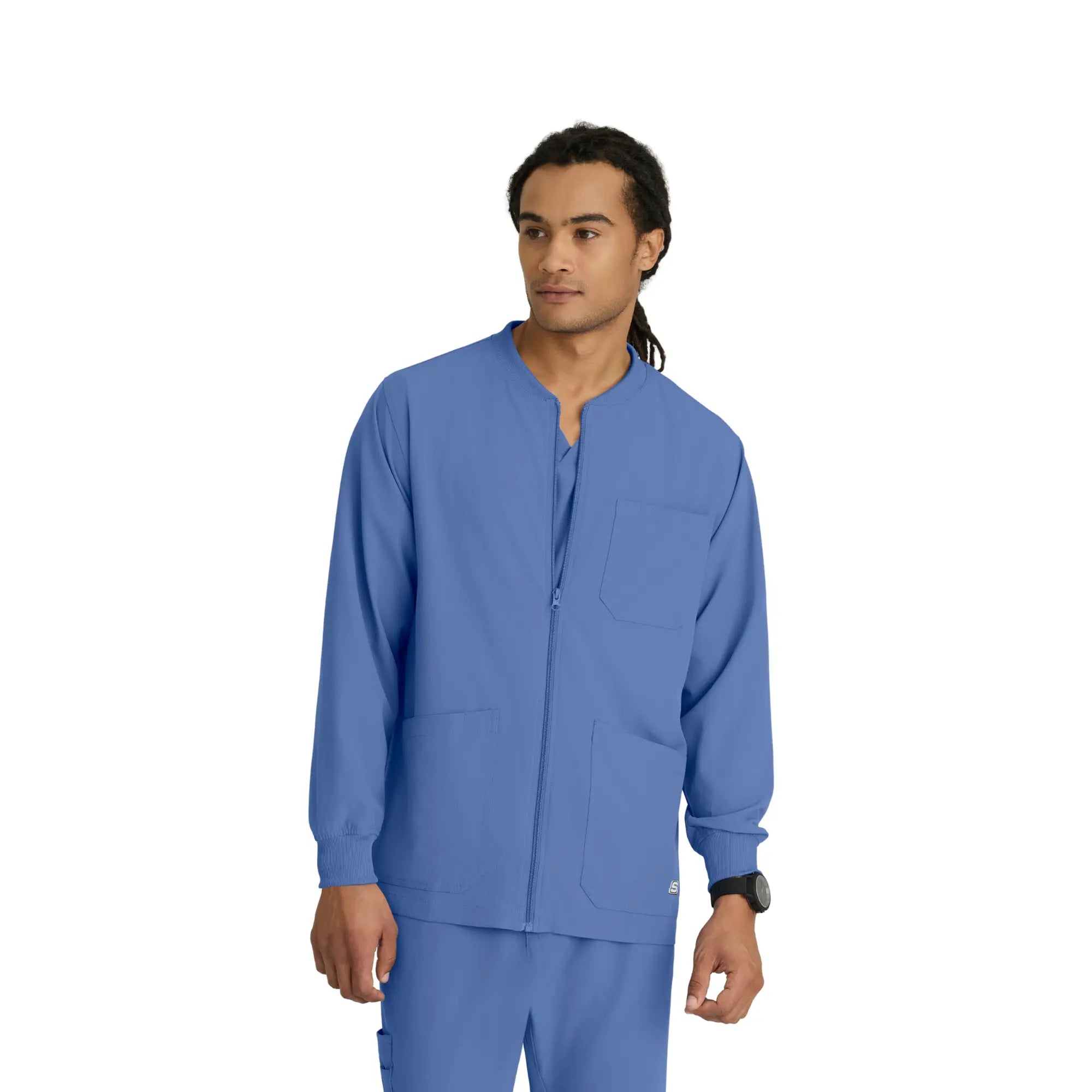 Oly - Veste médicale col rond - Homme - Skechers SKECHERS  Bleu Ciel / XL
