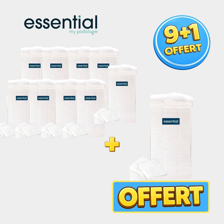 Pack 9+1 sachets de 500 ou 700 Carrés de coton hydrophile - 5 x 5 cm - Essential by My Podologie Essential 