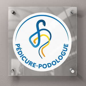 Plakette für Fußpfleger und Podologen mit offiziellem Logo – Plexiglas 45 x 45 cm – ohne Abstandshalter. My Podologie 