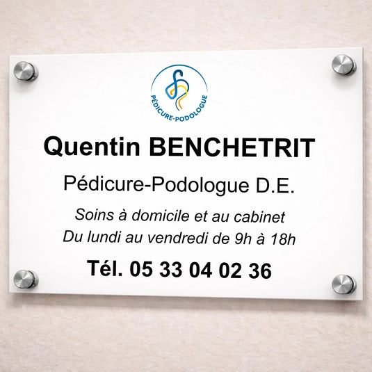 Personalisierbare Plakette für professionelle Fußpfleger und Podologen „My Podology“. 