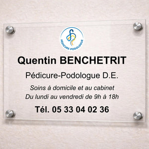 Plaque professionnelle Pédicure-Podologue personnalisable - Sans fixations My Podologie 