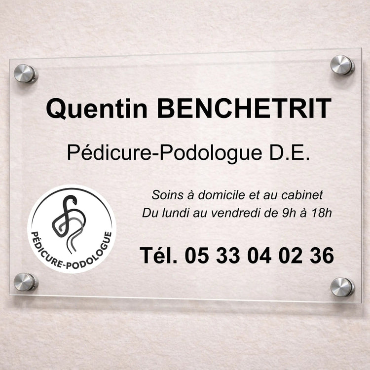 Plaque professionnelle Pédicure-Podologue personnalisable - Sans fixations My Podologie 