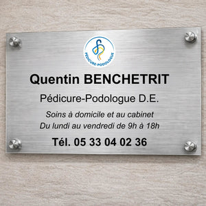 Plaque professionnelle Pédicure-Podologue personnalisable - Sans fixations My Podologie 